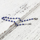 Dark Blue and Silver Beaded Anklet or Bracelet, Stainless Steel, 6.75" long, jlr0304