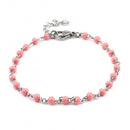 Pink and Silver Beaded Anklet or Bracelet, Stainless Steel, 6.75" long, jlr0302