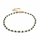 Gold Stainless Steel Anklet with dark green enamel, jlr0286