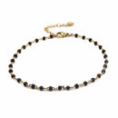 Gold Stainless Steel Anklet with black enamel, jlr0292