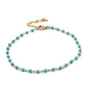 Gold Stainless Steel Anklet with turquoise blue enamel, jlr0284