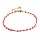 Gold Stainless Steel Anklet with pink enamel, jlr0287