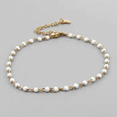 Gold Stainless Steel Anklet with white enamel, jlr0289
