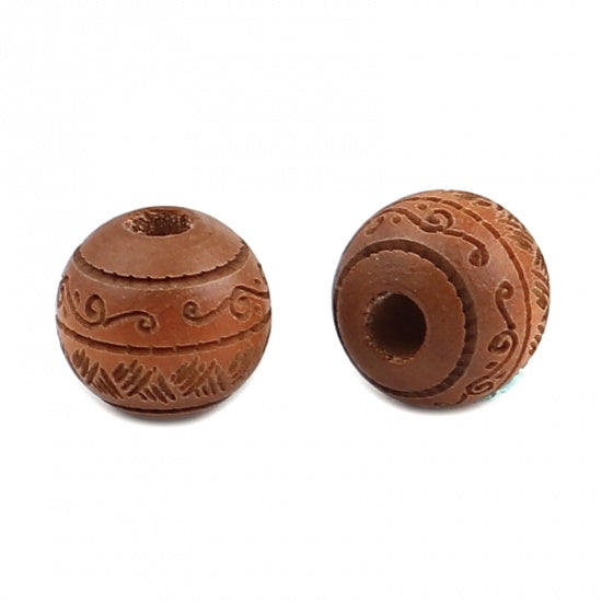 10mm Round Terra Cotta Wood Beads, 20 beads, bwd0051