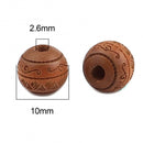 10mm Round Terra Cotta Wood Beads, 20 beads, bwd0051