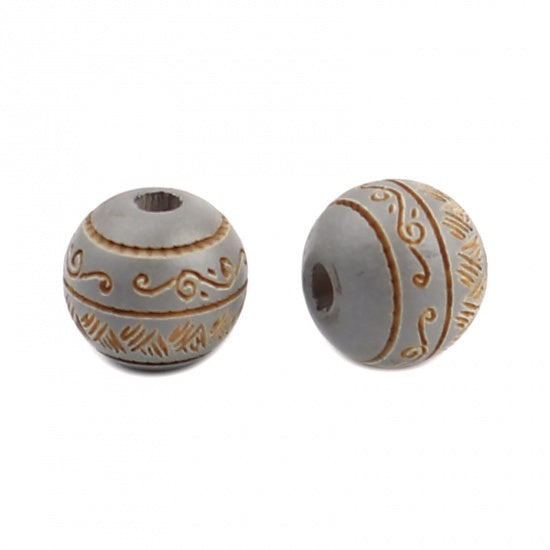 10mm Round Gray Wood Beads, 20 beads, bwd0053