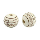 10mm Round White Wood Beads, Carved Beads, 20 beads, bwd0048