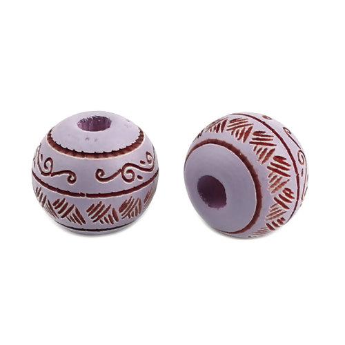10mm Round Purple Wood Beads, Carved Beads, 20 beads, bwd0047