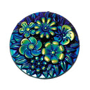 10 Round Resin Metallic BLUE FLOWER Cabochons, 20mm cab0333
