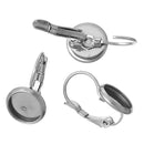 10 (5 pairs) stainless steel cabochon bezel setting lever back earring components, fits 12mm round inside tray fin0451