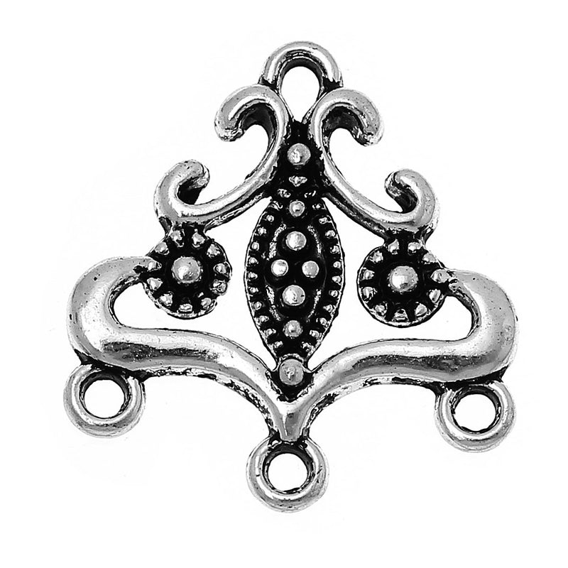 10 Antiqued Silver Multi-Strand Chandelier Necklace or Earrings Components, 1 to 3 connector link, chs2095