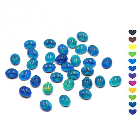 10mm Oval Cabochons, Mood Beads, Temperature Changing, 5 pcs, cab0702