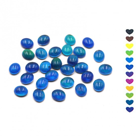 12mm Oval Cabochons, Mood Beads, Temperature Changing, 5 pcs, cab0704