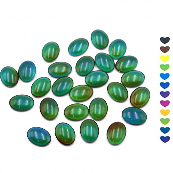 14mm Oval Cabochons, Mood Beads, Temperature Changing, 5 pcs, cab0703