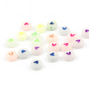 7mm Heart Beads, Glow in the Dark, x50 acrylic beads bac0438