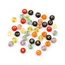 7mm Alphabet Coin Beads, Clear Glitter, x500 acrylic beads bac0441
