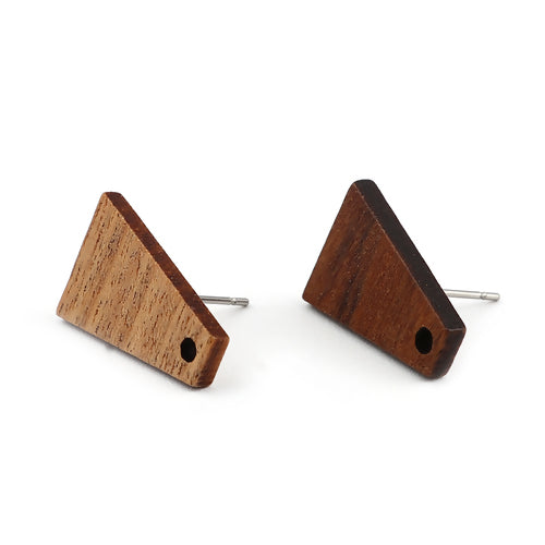 10 Wood Earring Post Blanks, Trapezoid Wedge, fin1148