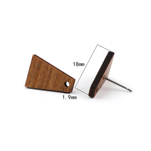 10 Wood Earring Post Blanks, Trapezoid Wedge, fin1148