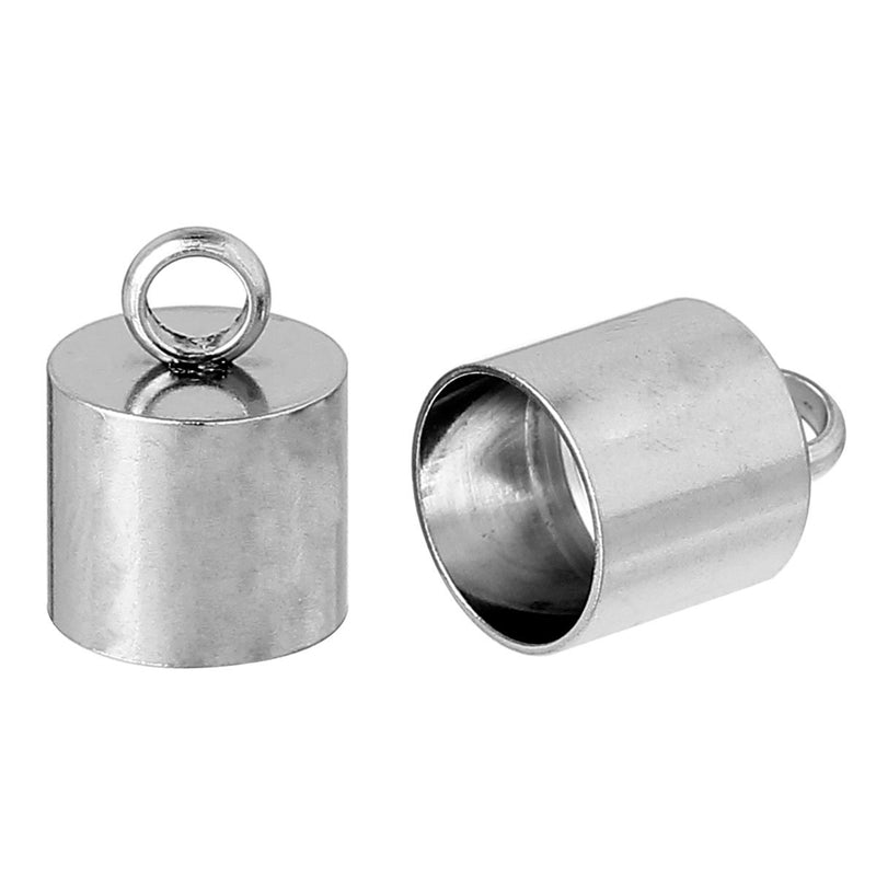 10 Stainless Steel End Caps for Kumihimo Jewelry, Leather Cord End Connectors, Bails, Bead Caps, Fits 8mm cord, fin0689