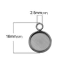 10 Stainless Steel Round Circle CABOCHON SETTING Bezel Frame Charm Pendants, Silver (fits 10mm cabs)  chs2056