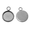 10 Stainless Steel Round Circle CABOCHON SETTING Bezel Frame Charm Pendants, Silver (fits 10mm cabs)  chs2056