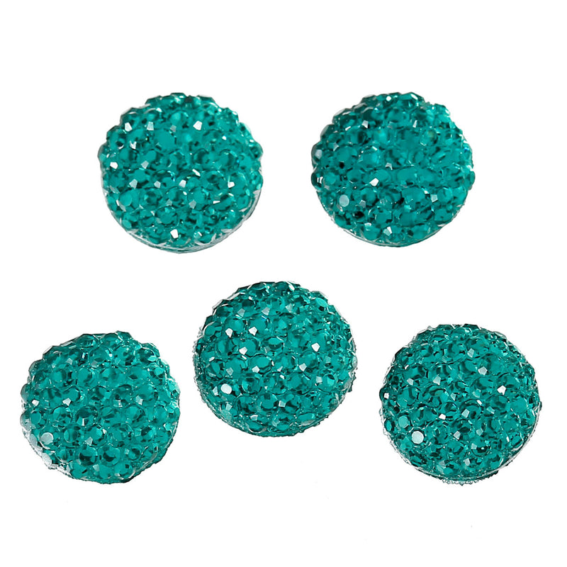 100 RESIN DRUZY Style Pavé CABOCHONS, Teal Green, 10mm diameter, 00g, 00 gauge  cab0369b