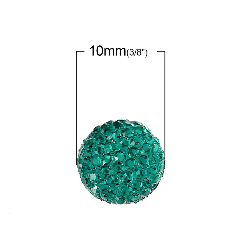 100 RESIN DRUZY Style Pavé CABOCHONS, Teal Green, 10mm diameter, 00g, 00 gauge  cab0369b