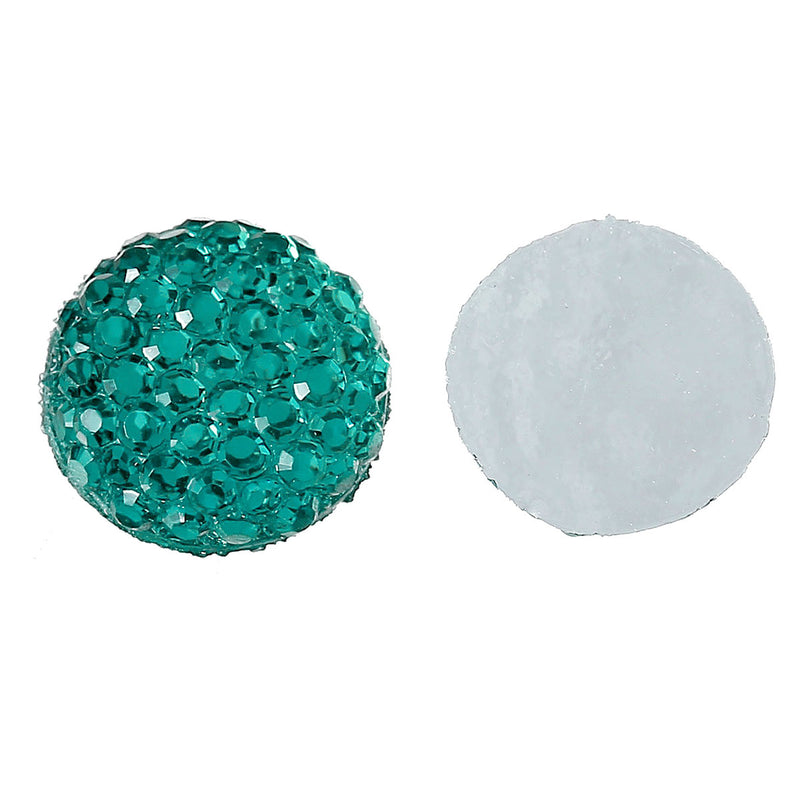 100 RESIN DRUZY Style Pavé CABOCHONS, Teal Green, 10mm diameter, 00g, 00 gauge  cab0369b