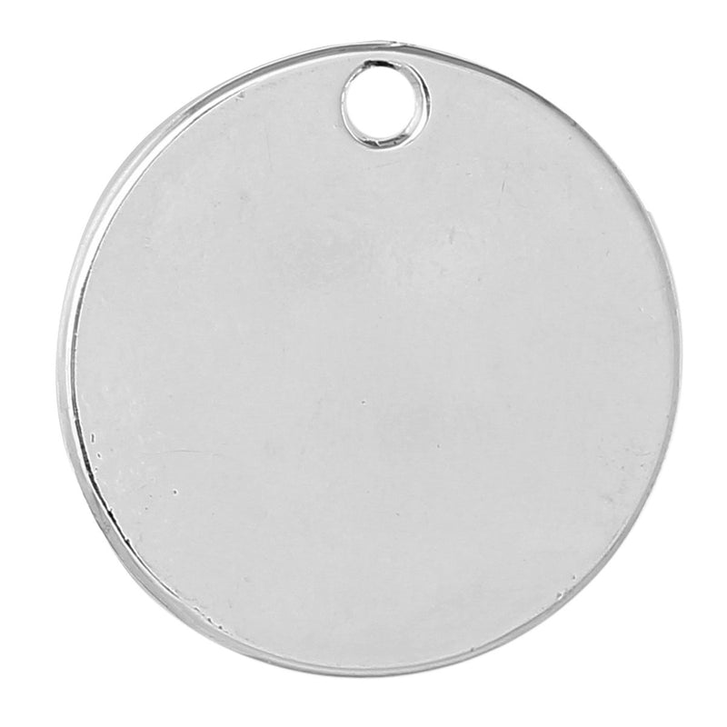 10 Bright Silver Plated Circle Disc Metal Stamping Blanks, thick 16 gauge, 1" diameter (25mm) msb0289