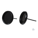 30 Black Post Earring Blanks, cabochon bezel setting POST back earrings, fits 10mm round inside tray fin0720