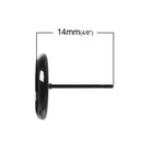 30 Black Post Earring Blanks, cabochon bezel setting POST back earrings, fits 10mm round inside tray fin0720