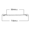 10 Necklace Extension Chains, about 3" long . silver tone metal, curb link extender chain, lobster clasps on each end, fch0408