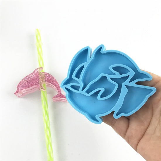 Dolphin Straw Mold for Tumblers, Epoxy Resin Mold, Silicone Mold, tol1365
