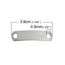 5 Stainless Steel Bar Blanks for Bracelets, 2 hole connector, 39mm (1-1/2"), 20 gauge, msb0325