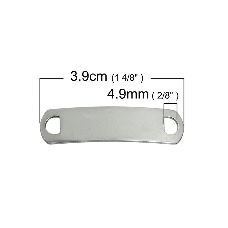 5 Stainless Steel Bar Blanks for Bracelets, 2 hole connector, 39mm (1-1/2"), 20 gauge, msb0325