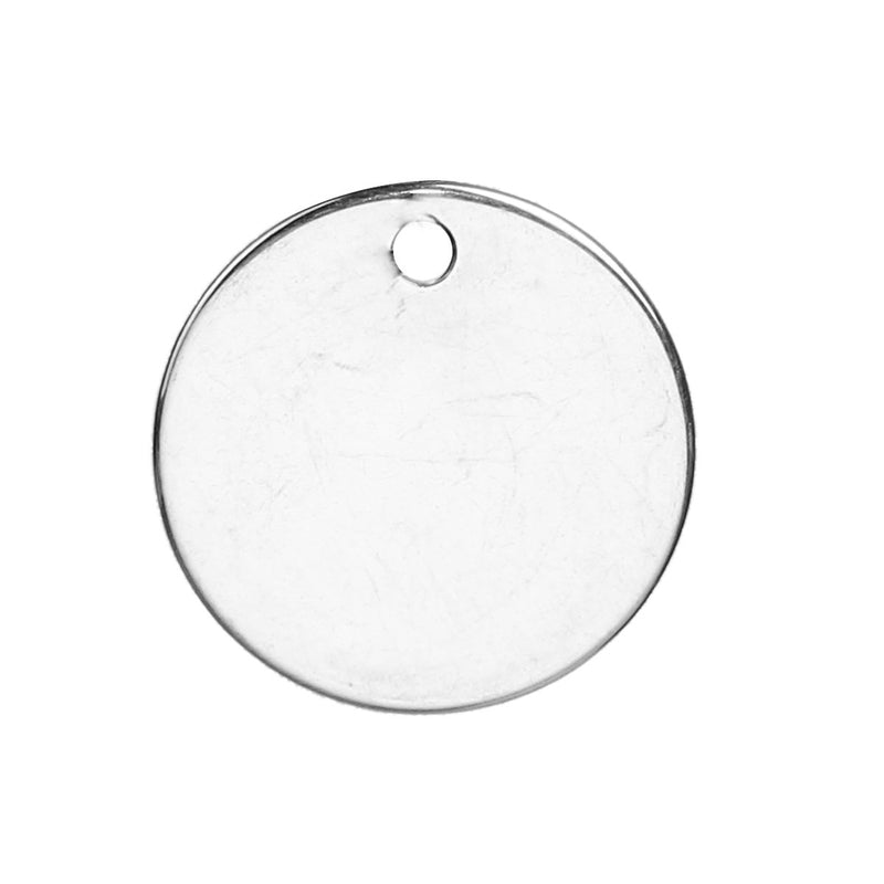 10 Thick Stainless Steel Round Circle Disc Charms Stamping Blanks, with hole, 5/8" (15mm), 19 gauge,  msb0321