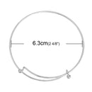 5 SILVER PLATED Bangle Charm Bracelet, adjustable size expandable to fit wrist, fits medium to large wrist, thick 14 gauge, 8-1/4", fin0553