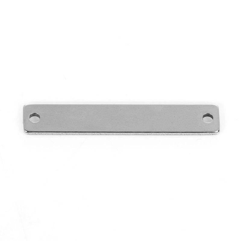 5 Stainless Steel Metal Stamping Blanks Charms, RECTANGLE with 2 holes, 1-1/2" x 1/4", bracelet connector links, 18 gauge, msb0333