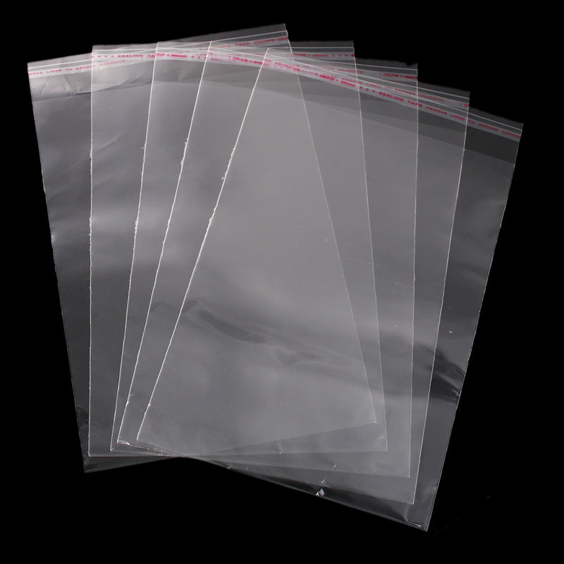 100 Resealable Self-Sealing Bags, usable space 21cmx14cm (8-1/4" x 5-1/2") bulk package cello bags, cellophane jewelry bags, bag0074