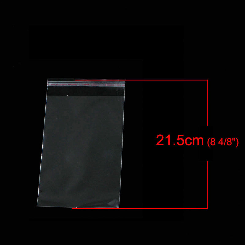 100 Resealable Self-Sealing Bags, usable space 21.5cm x 13cm (8-1/2" x 5-1/8") bulk package cello bags, cellophane jewelry bags, bag0088