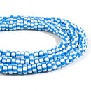 8mm Polymer Clay Beads, Blue Stripe, Rondelle, strand, pol0146