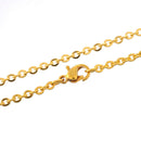 5 Gold Plated Stainless Steel Cable Chain Necklaces with Lobster Claw Clasp, flat oval links are 3x2.5mm, 19-5/8" long, fch0479