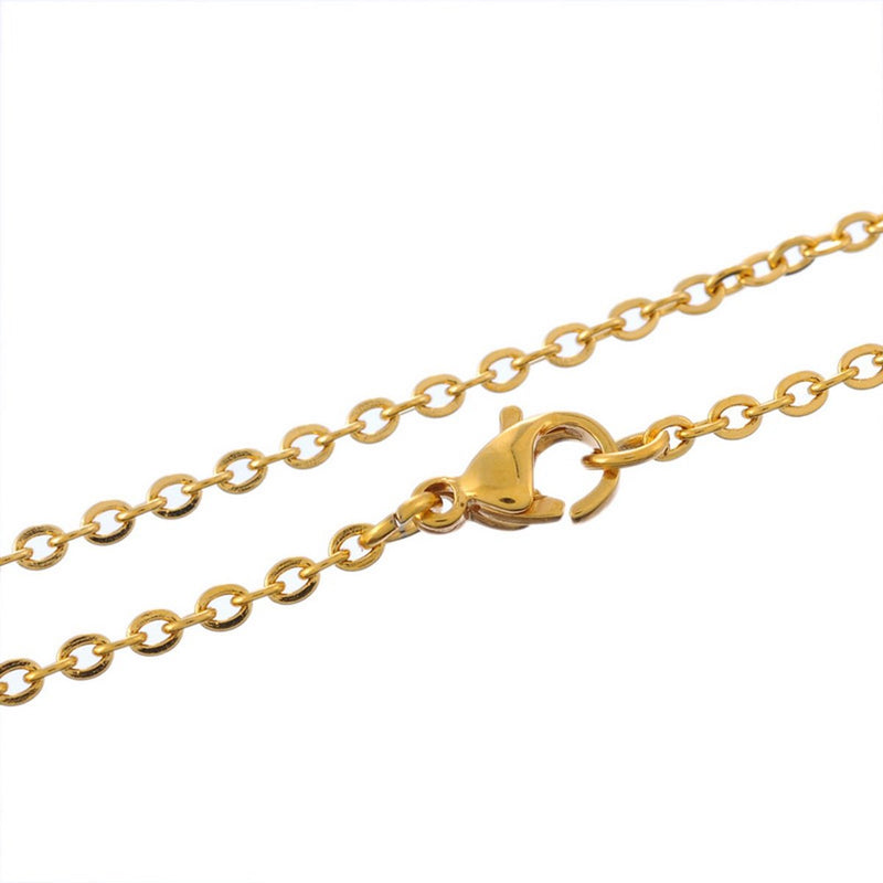 5 Gold Plated Stainless Steel Cable Chain Necklaces with Lobster Claw Clasp, flat oval links are 3x2.5mm, 22" long, fch0482