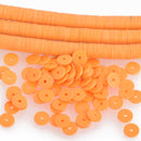 6mm Recycled Vinyl Beads ORANGE, 16" strand x550-575 beads bac0363