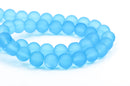 10mm Frosted Medium BLUE Glass Beads, full strand, about 40 beads,  bgl1160