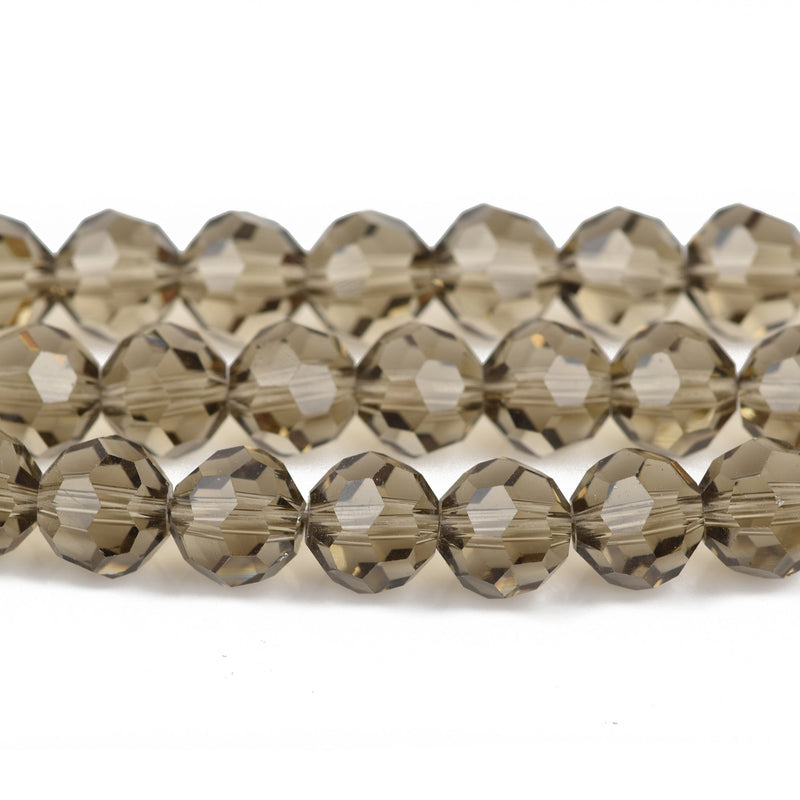 8mm SMOKE Glass Crystal Round Beads, Transparent Faceted Beads, 50 beads, bgl1441