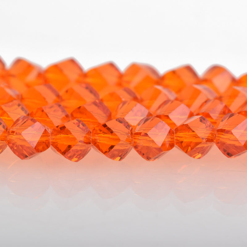 6mm Helix Crystal Beads, Faceted PUMPKIN ORANGE Transparent Glass Crystal Beads, Orange Sun, 100 beads, bgl1621