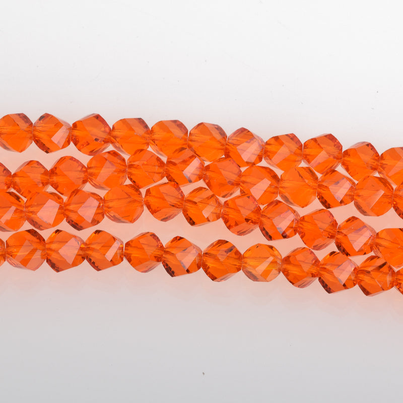 6mm Helix Crystal Beads, Faceted PUMPKIN ORANGE Transparent Glass Crystal Beads, Orange Sun, 100 beads, bgl1621