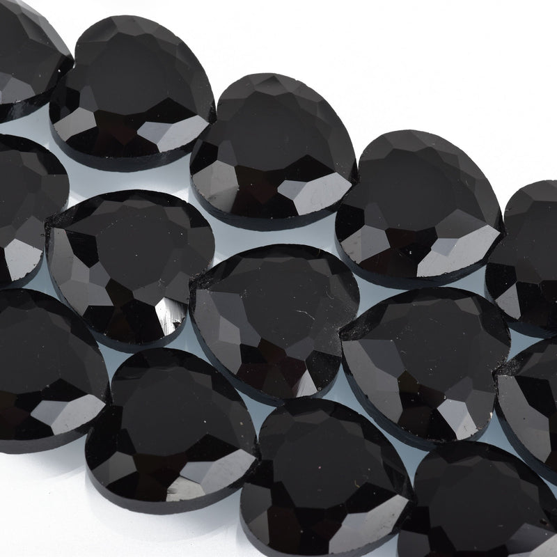 22mm Heart Beads Crystal BLACK, 14 beads, bgl1637
