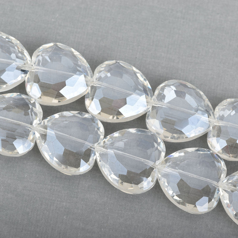 22mm Heart Beads Crystal CLEAR TRANSPARENT, 14 beads, bgl1638